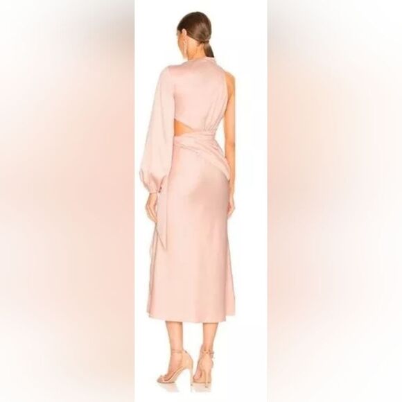 MISHA Maryan One Shoulder Formal Cut Out Midi Dress in Rose Pink Size 8 NWOT - Picture 2 of 5